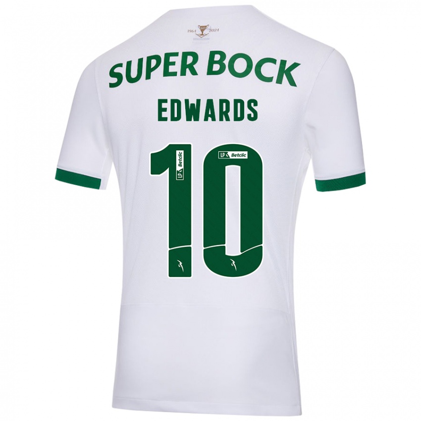 Niño Camiseta Marcus Edwards #10 Blanco Verde 2ª Equipación 2024/25 La Camisa Argentina