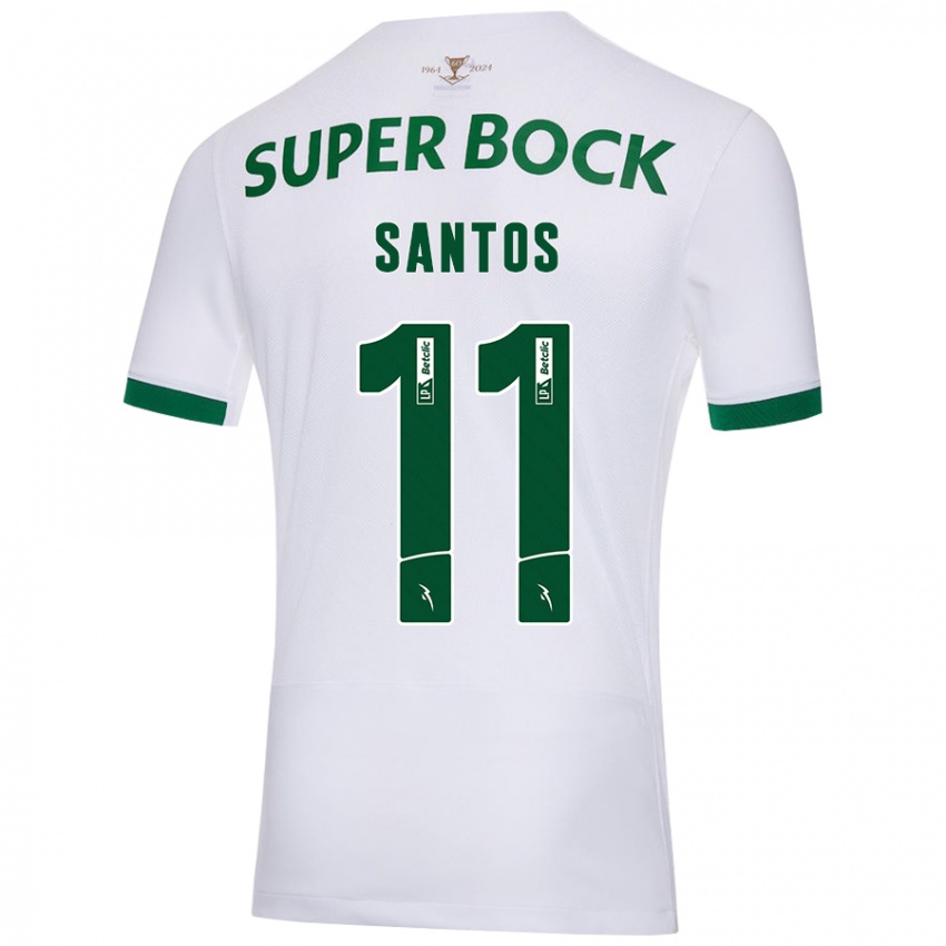 Niño Camiseta Nuno Santos #11 Blanco Verde 2ª Equipación 2024/25 La Camisa Argentina