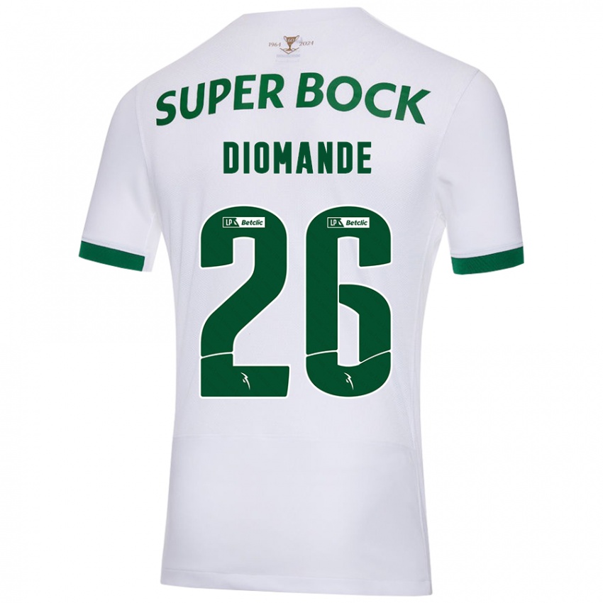 Niño Camiseta Ousmane Diomande #26 Blanco Verde 2ª Equipación 2024/25 La Camisa Argentina