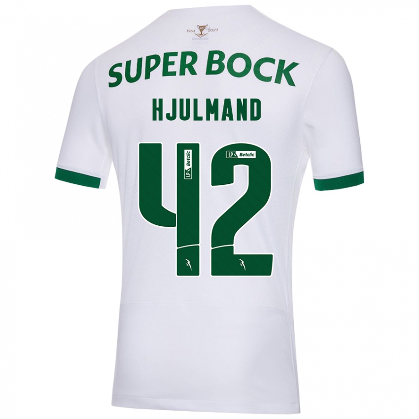 Niño Camiseta Morten Hjulmand #42 Blanco Verde 2ª Equipación 2024/25 La Camisa Argentina