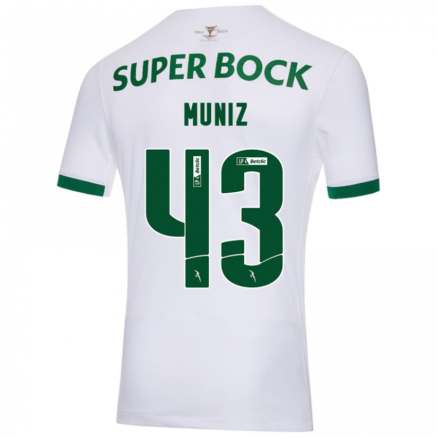 Niño Camiseta João Muniz #43 Blanco Verde 2ª Equipación 2024/25 La Camisa Argentina