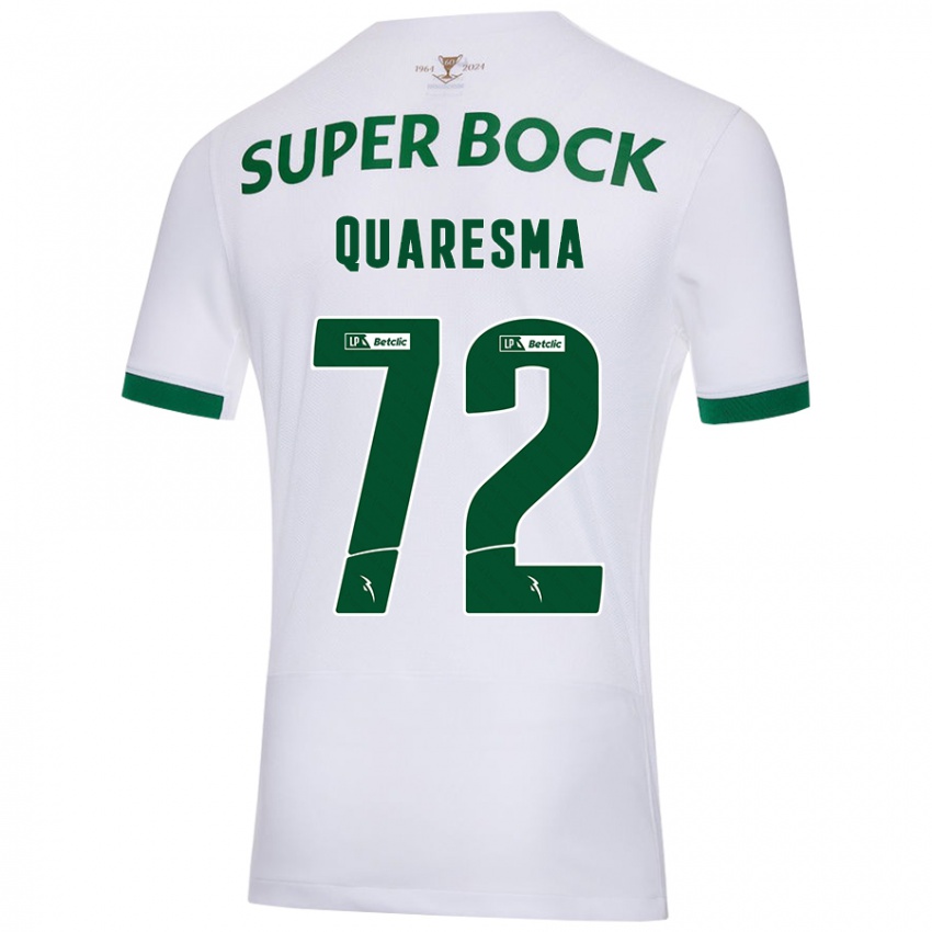 Niño Camiseta Eduardo Quaresma #72 Blanco Verde 2ª Equipación 2024/25 La Camisa Argentina