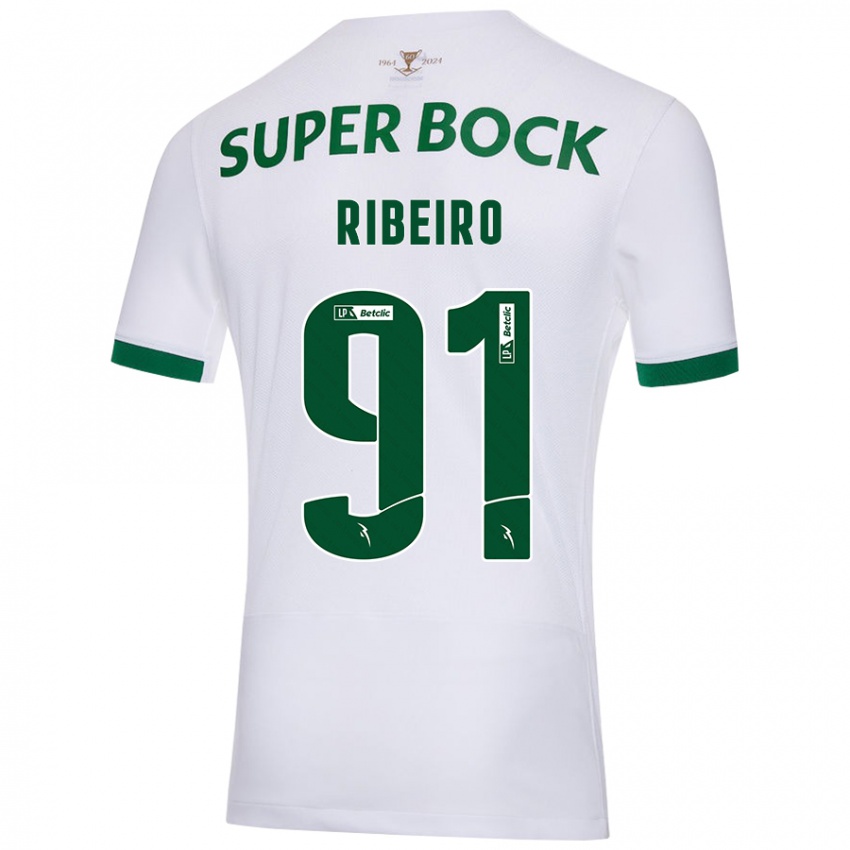 Niño Camiseta Rodrigo Ribeiro #91 Blanco Verde 2ª Equipación 2024/25 La Camisa Argentina