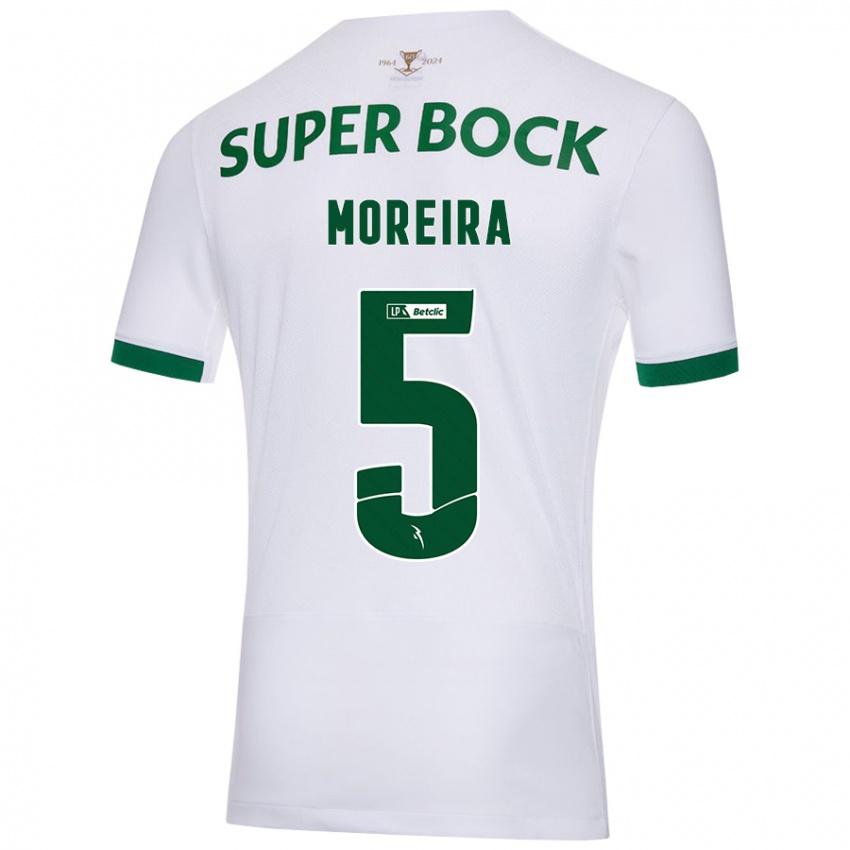 Niño Camiseta David Moreira #5 Blanco Verde 2ª Equipación 2024/25 La Camisa Argentina