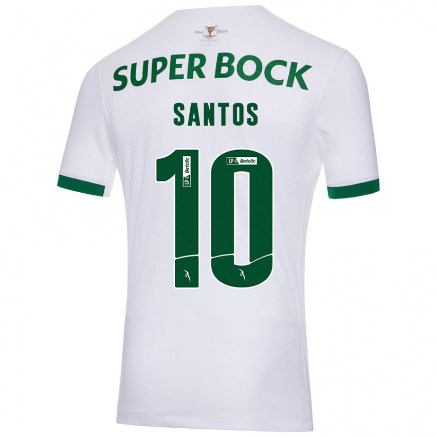 Niño Camiseta Guilherme Santos #10 Blanco Verde 2ª Equipación 2024/25 La Camisa Argentina