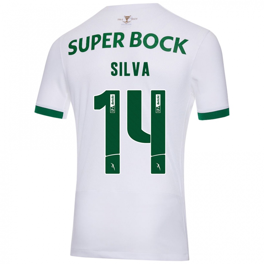 Niño Camiseta Guilherme Silva #14 Blanco Verde 2ª Equipación 2024/25 La Camisa Argentina