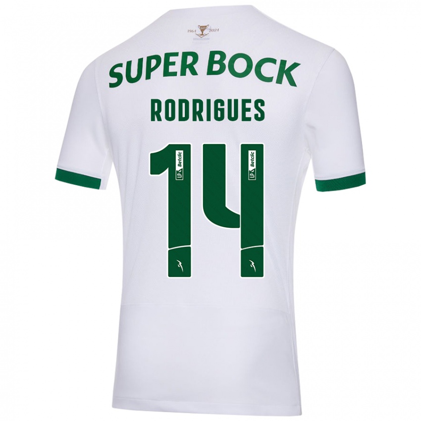 Niño Camiseta Paulo Rodrigues #14 Blanco Verde 2ª Equipación 2024/25 La Camisa Argentina