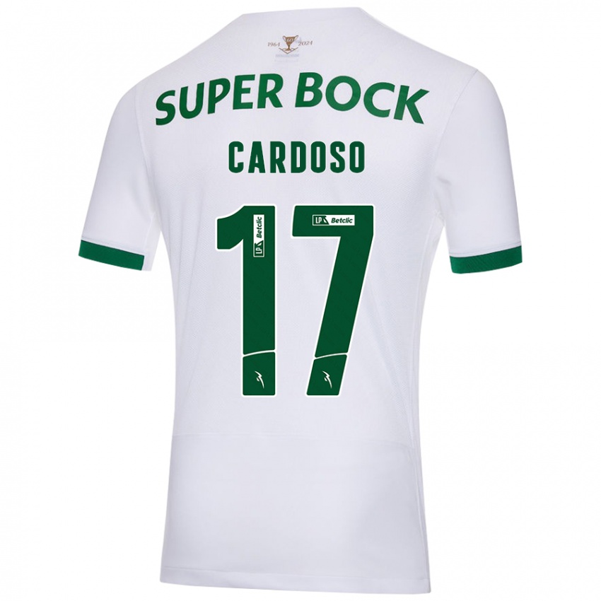 Niño Camiseta Diogo Cardoso #17 Blanco Verde 2ª Equipación 2024/25 La Camisa Argentina