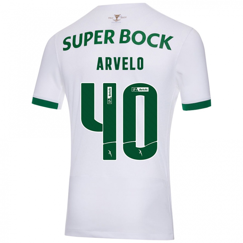 Niño Camiseta Adam Arvelo #40 Blanco Verde 2ª Equipación 2024/25 La Camisa Argentina