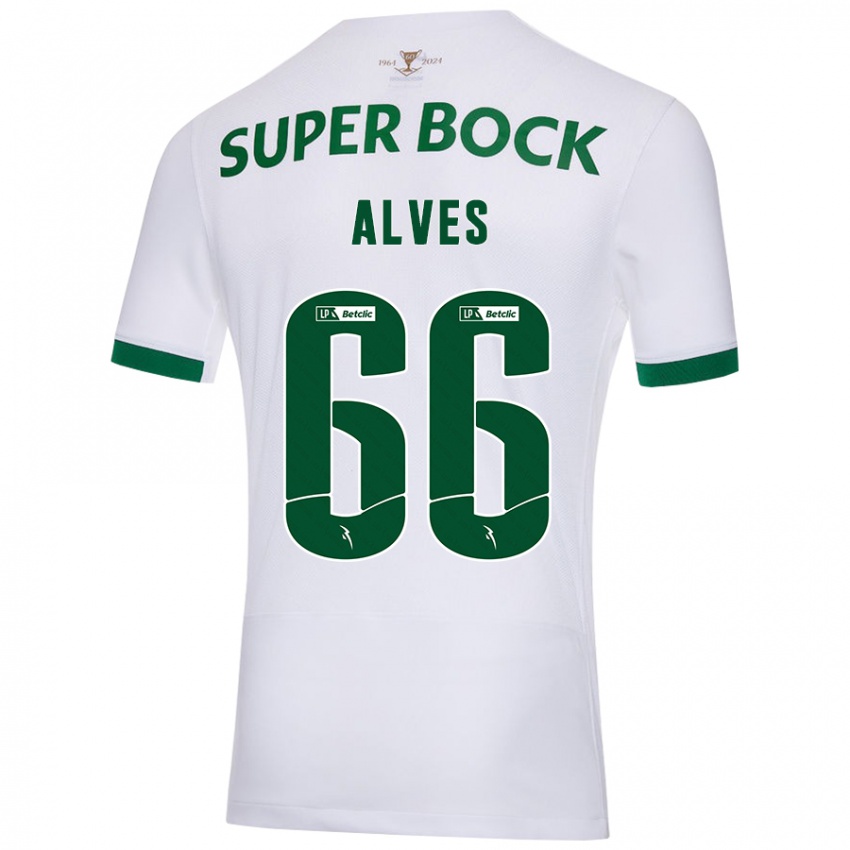 Niño Camiseta Miguel Alves #66 Blanco Verde 2ª Equipación 2024/25 La Camisa Argentina