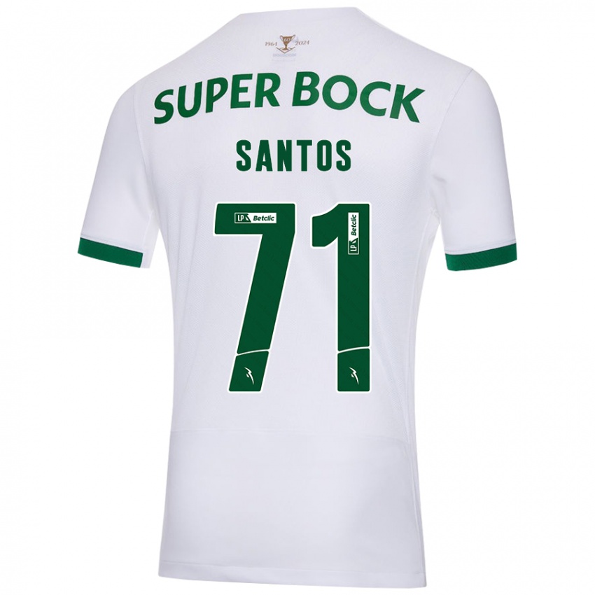 Niño Camiseta Denilson Santos #71 Blanco Verde 2ª Equipación 2024/25 La Camisa Argentina