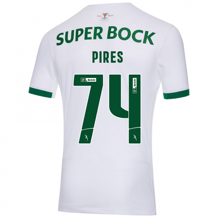 Niño Camiseta Guilherme Pires #74 Blanco Verde 2ª Equipación 2024/25 La Camisa Argentina