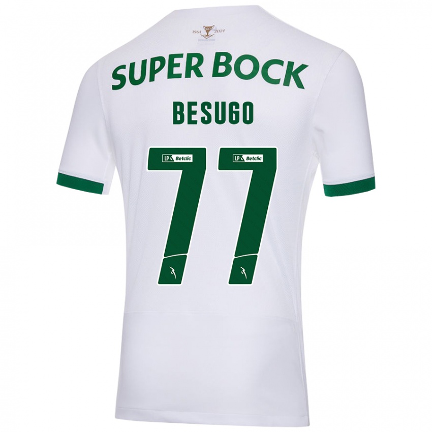 Niño Camiseta Rafael Besugo #77 Blanco Verde 2ª Equipación 2024/25 La Camisa Argentina