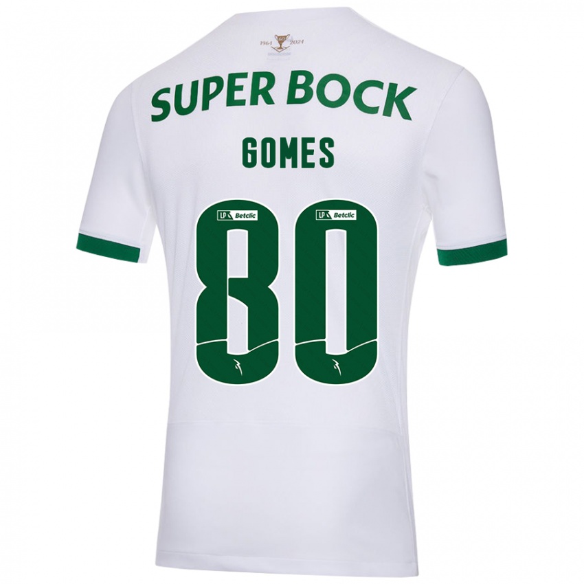 Niño Camiseta Luís Gomes #80 Blanco Verde 2ª Equipación 2024/25 La Camisa Argentina