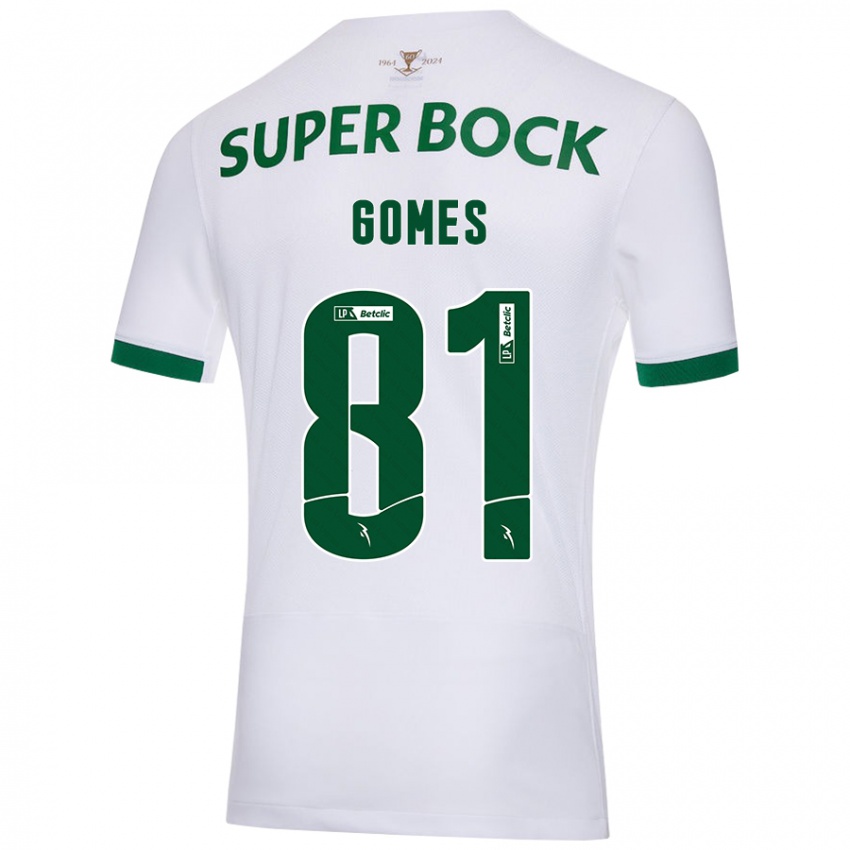 Niño Camiseta Salvador Gomes #81 Blanco Verde 2ª Equipación 2024/25 La Camisa Argentina