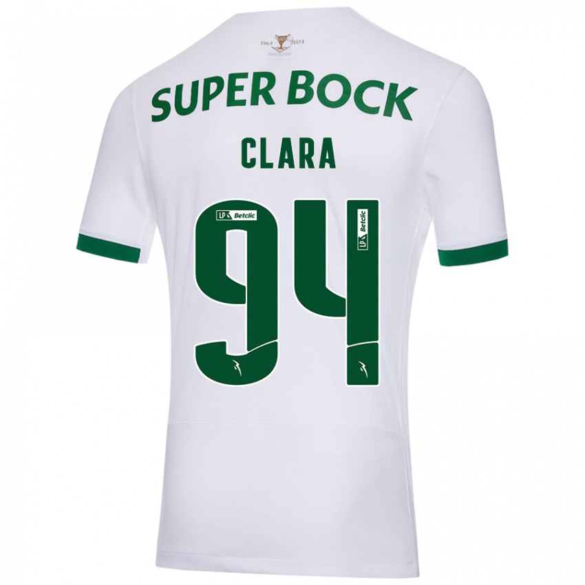 Niño Camiseta Diogo Clara #94 Blanco Verde 2ª Equipación 2024/25 La Camisa Argentina