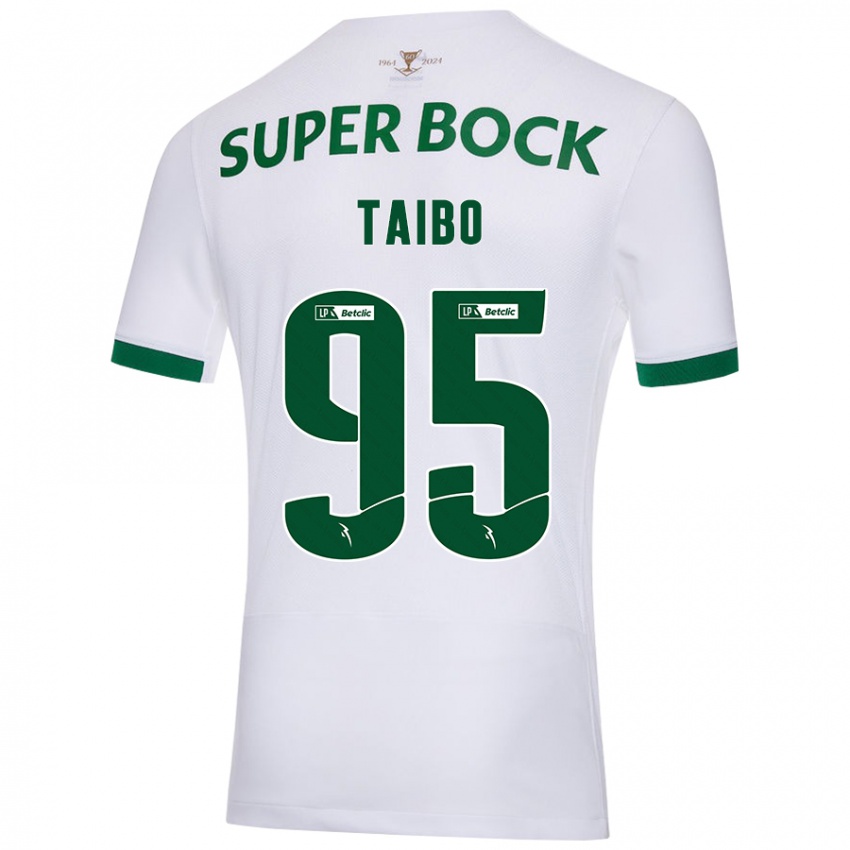 Niño Camiseta Lucas Taibo #95 Blanco Verde 2ª Equipación 2024/25 La Camisa Argentina