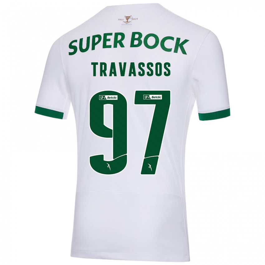 Niño Camiseta Travassos #97 Blanco Verde 2ª Equipación 2024/25 La Camisa Argentina