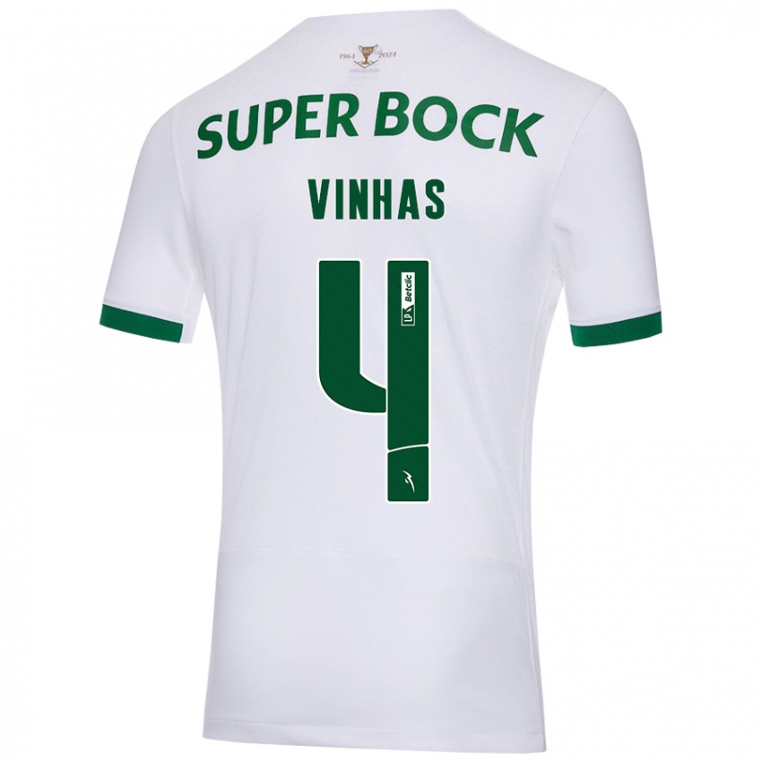 Niño Camiseta Gabriela Vinhas #4 Blanco Verde 2ª Equipación 2024/25 La Camisa Argentina