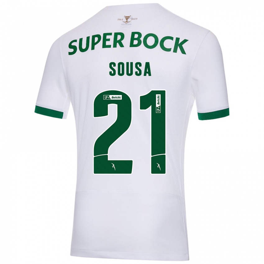 Niño Camiseta Margarida Sousa #21 Blanco Verde 2ª Equipación 2024/25 La Camisa Argentina