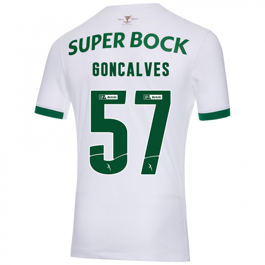 Niño Camiseta Inês Gonçalves #57 Blanco Verde 2ª Equipación 2024/25 La Camisa Argentina