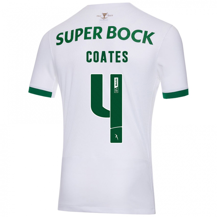 Niño Camiseta Sebastián Coates #4 Blanco Verde 2ª Equipación 2024/25 La Camisa Argentina