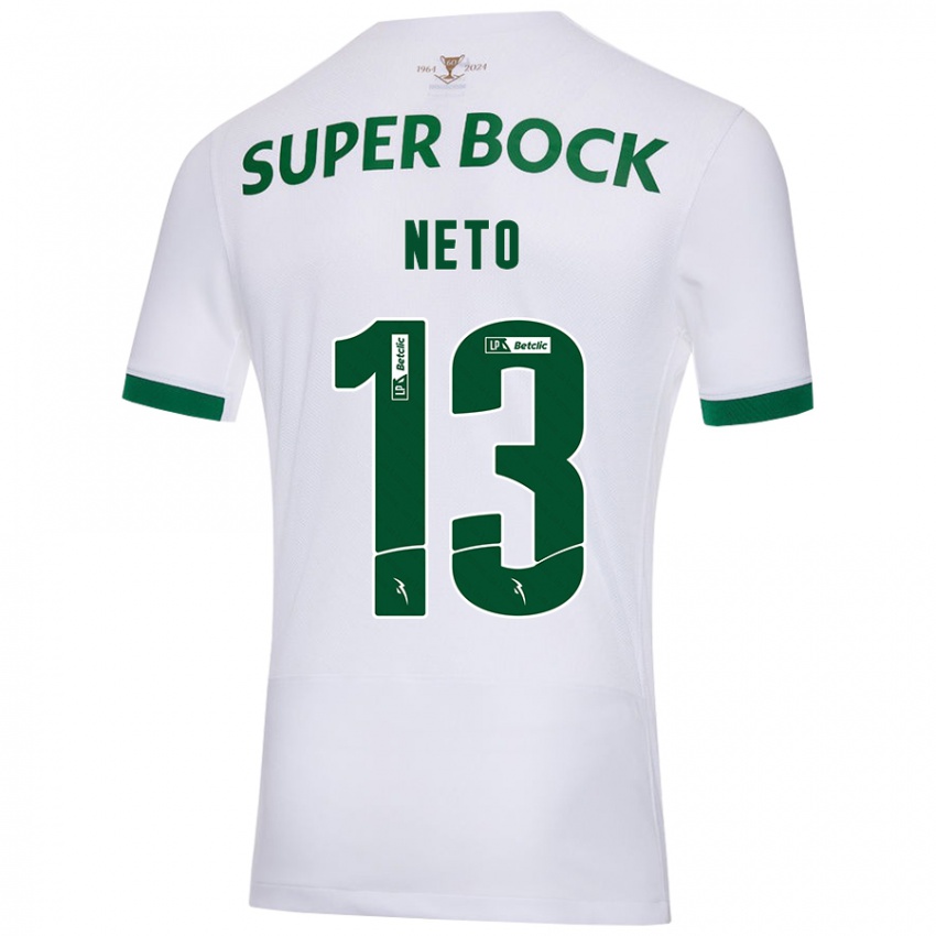 Niño Camiseta Luís Neto #13 Blanco Verde 2ª Equipación 2024/25 La Camisa Argentina