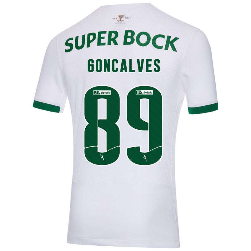 Niño Camiseta André Gonçalves #89 Blanco Verde 2ª Equipación 2024/25 La Camisa Argentina