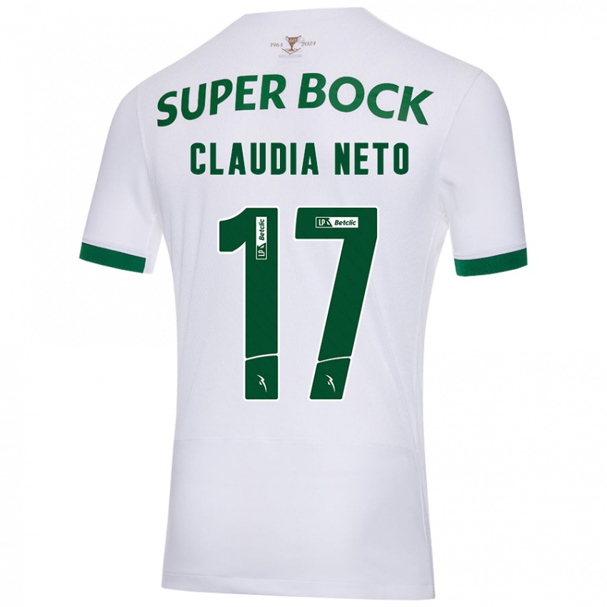 Niño Camiseta Cláudia Teresa Pires Neto #17 Blanco Verde 2ª Equipación 2024/25 La Camisa Argentina