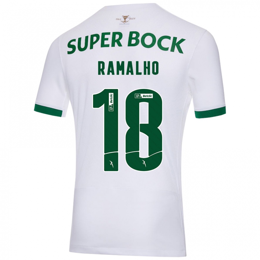 Niño Camiseta Inês Filipa Ramalho Gonçalves #18 Blanco Verde 2ª Equipación 2024/25 La Camisa Argentina