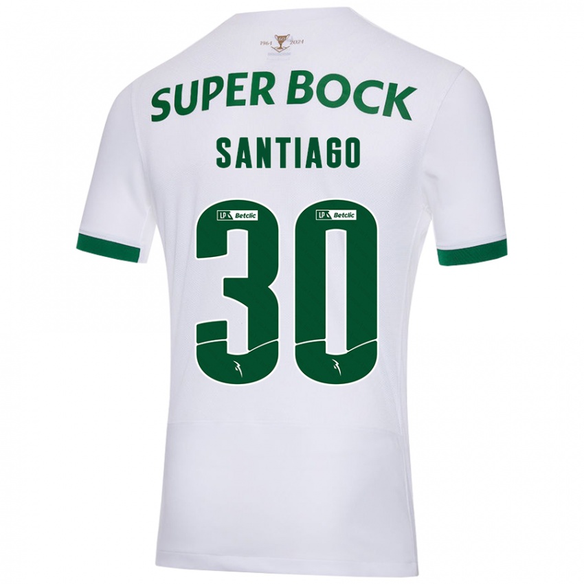 Niño Camiseta Carolina Santiago #30 Blanco Verde 2ª Equipación 2024/25 La Camisa Argentina