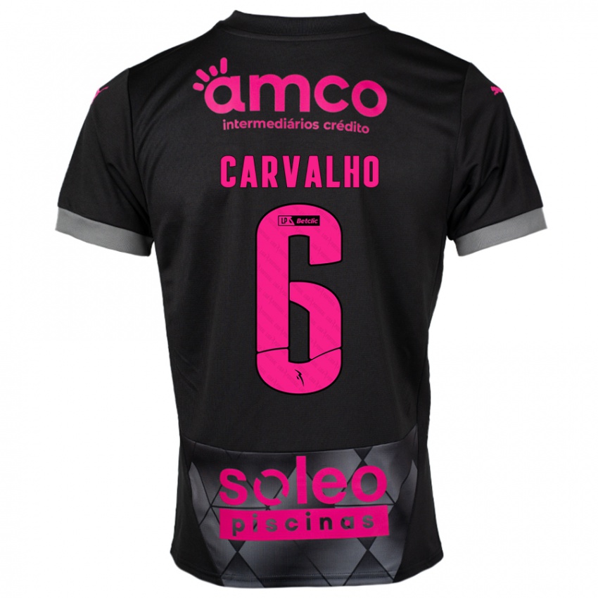 Niño Camiseta Vitor Carvalho #6 Negro Rosa 2ª Equipación 2024/25 La Camisa Argentina