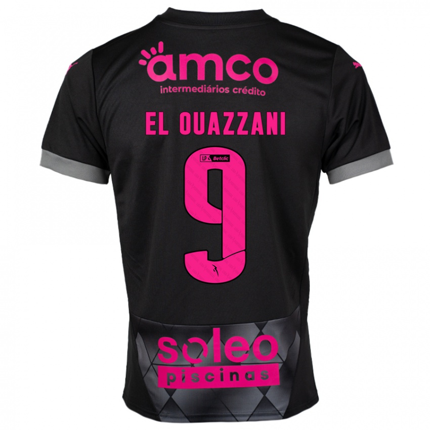 Niño Camiseta Amine El Ouazzani #9 Negro Rosa 2ª Equipación 2024/25 La Camisa Argentina