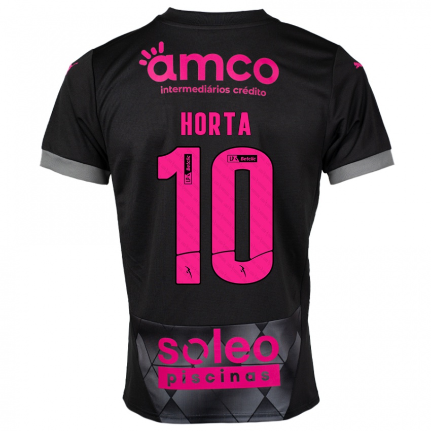 Niño Camiseta André Horta #10 Negro Rosa 2ª Equipación 2024/25 La Camisa Argentina