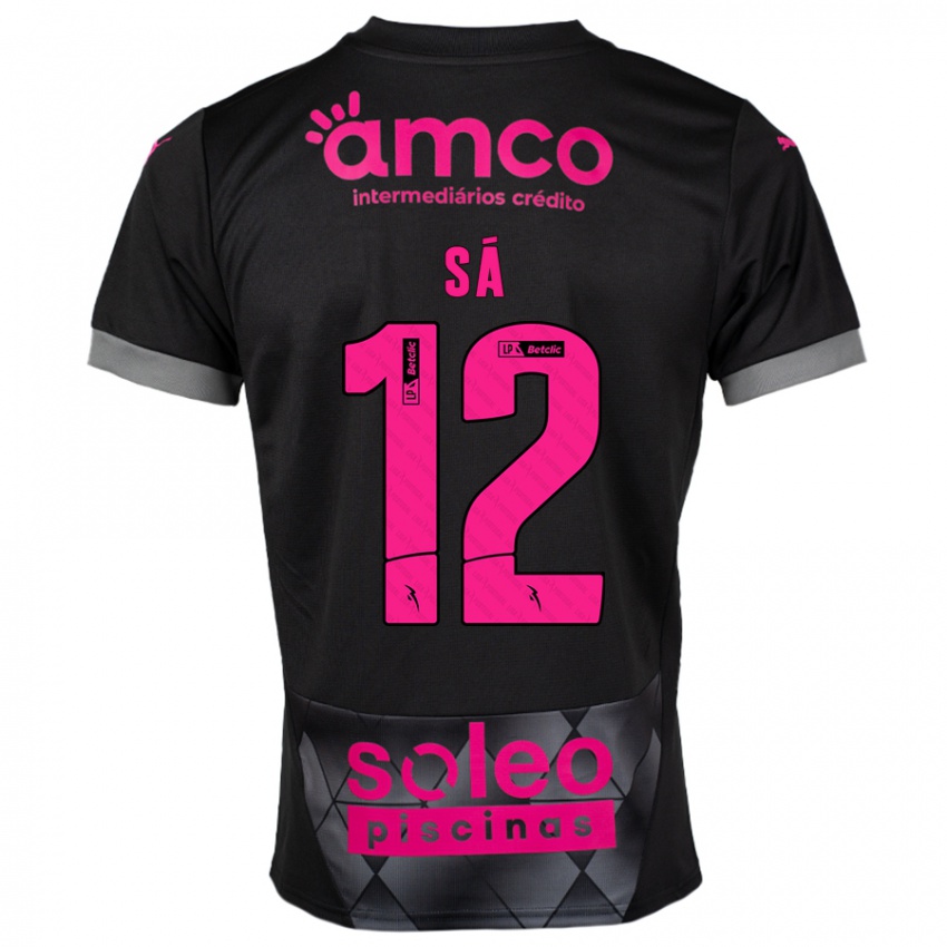 Niño Camiseta Tiago Sá #12 Negro Rosa 2ª Equipación 2024/25 La Camisa Argentina