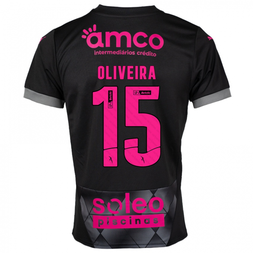 Niño Camiseta Paulo Oliveira #15 Negro Rosa 2ª Equipación 2024/25 La Camisa Argentina