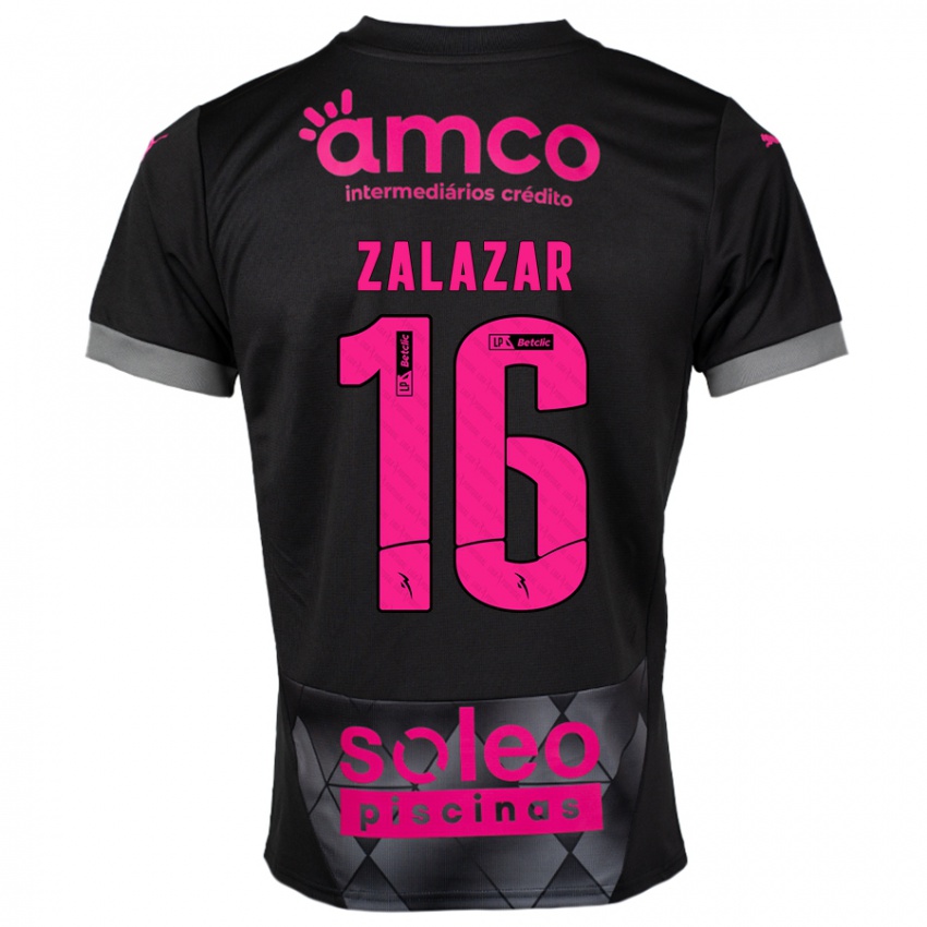 Niño Camiseta Rodrigo Zalazar #16 Negro Rosa 2ª Equipación 2024/25 La Camisa Argentina