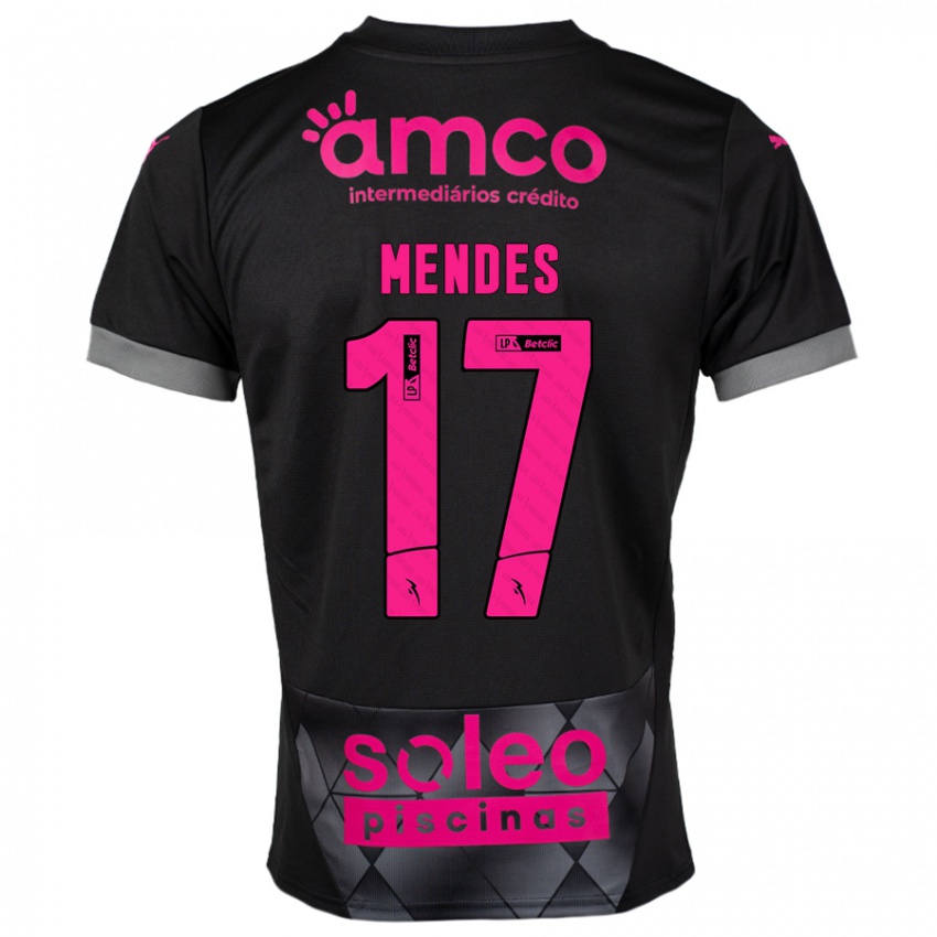 Niño Camiseta Joe Mendes #17 Negro Rosa 2ª Equipación 2024/25 La Camisa Argentina