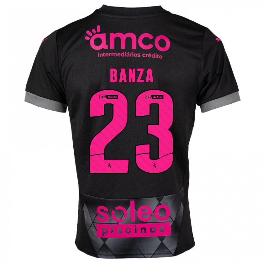 Niño Camiseta Simon Banza #23 Negro Rosa 2ª Equipación 2024/25 La Camisa Argentina