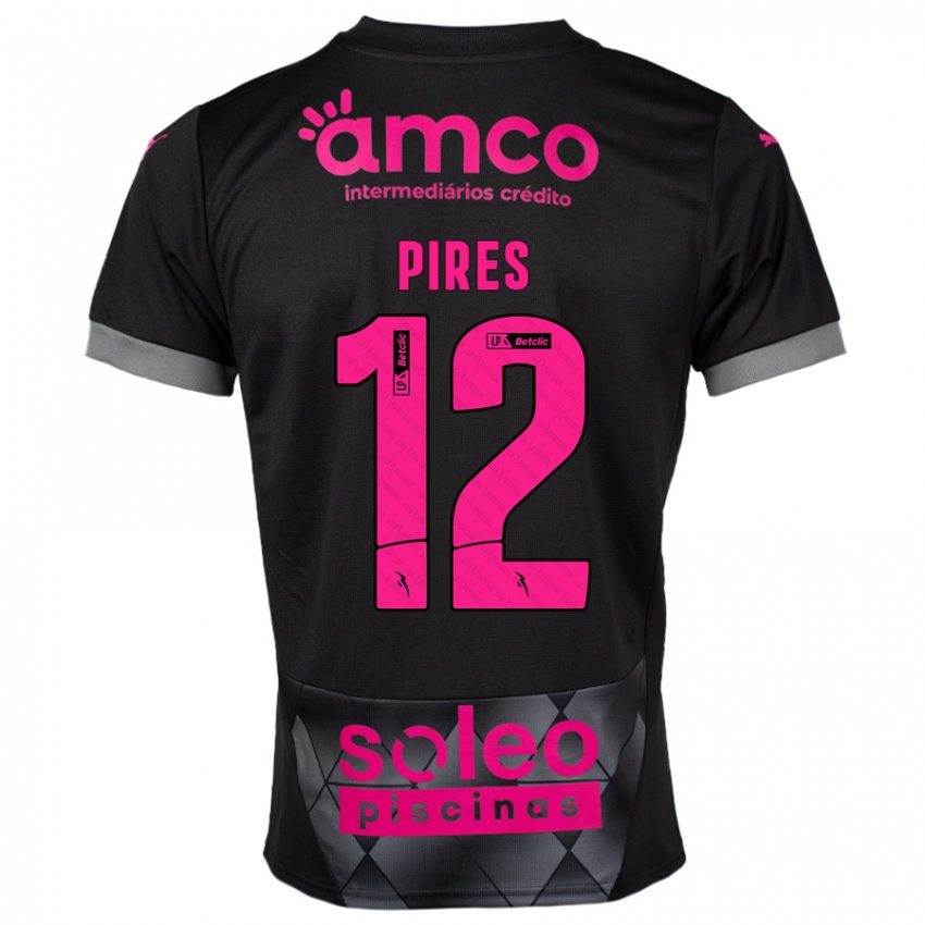 Niño Camiseta Hugo Pires #12 Negro Rosa 2ª Equipación 2024/25 La Camisa Argentina