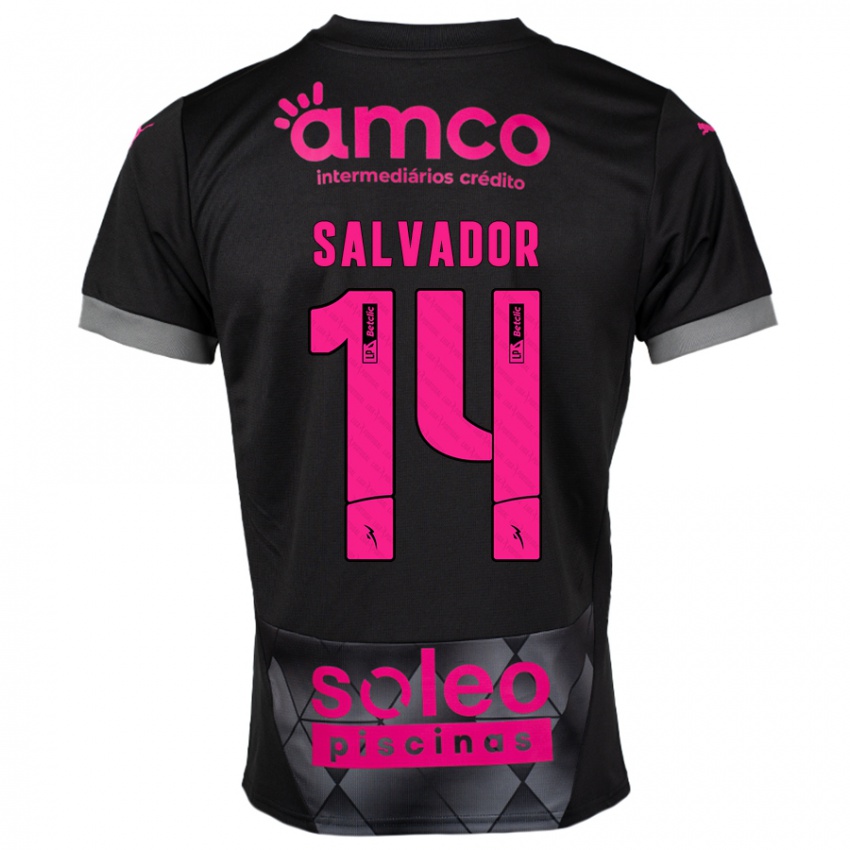 Niño Camiseta João Salvador #14 Negro Rosa 2ª Equipación 2024/25 La Camisa Argentina