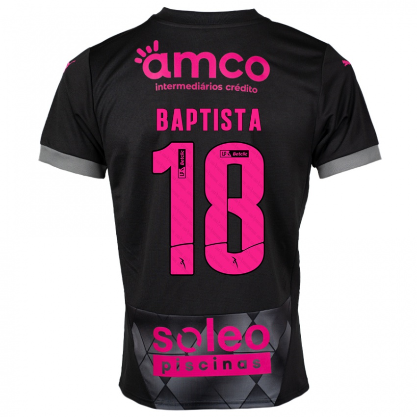 Niño Camiseta Tiago Baptista #18 Negro Rosa 2ª Equipación 2024/25 La Camisa Argentina