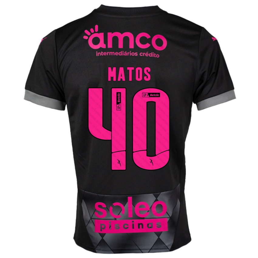 Niño Camiseta João Matos #40 Negro Rosa 2ª Equipación 2024/25 La Camisa Argentina