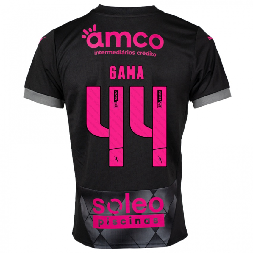 Niño Camiseta Dinis Gama #44 Negro Rosa 2ª Equipación 2024/25 La Camisa Argentina