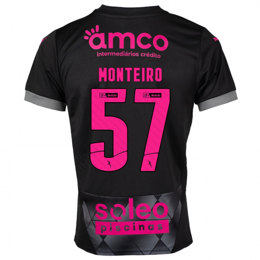 Niño Camiseta Jordan Monteiro #57 Negro Rosa 2ª Equipación 2024/25 La Camisa Argentina