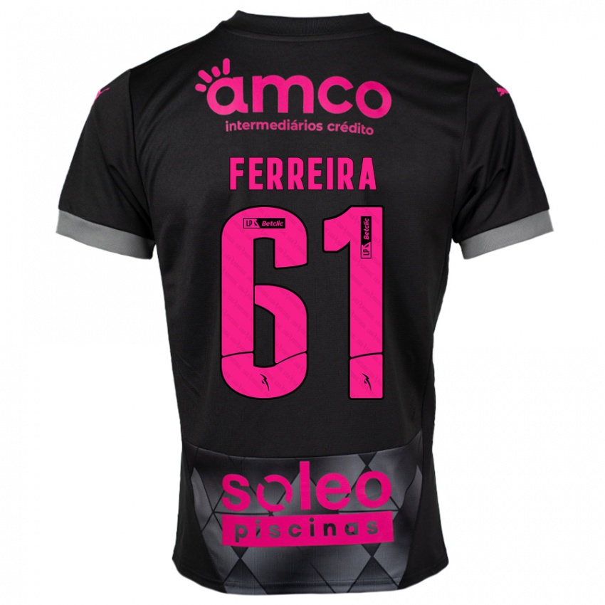 Niño Camiseta Tiago Ferreira #61 Negro Rosa 2ª Equipación 2024/25 La Camisa Argentina