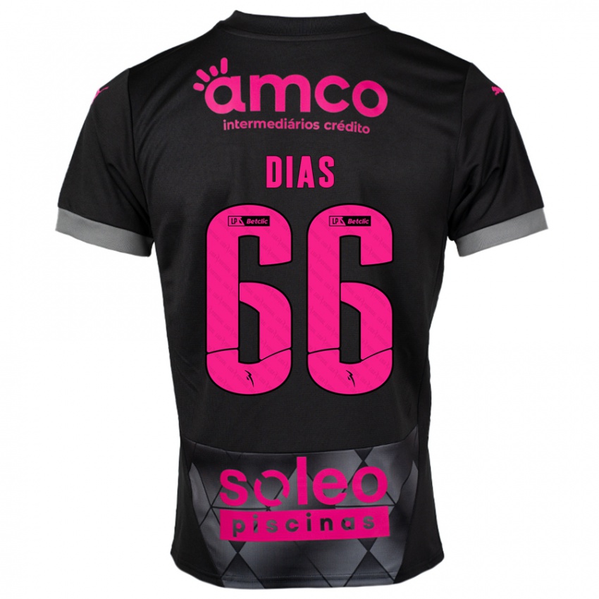 Niño Camiseta Gonçalo Dias #66 Negro Rosa 2ª Equipación 2024/25 La Camisa Argentina