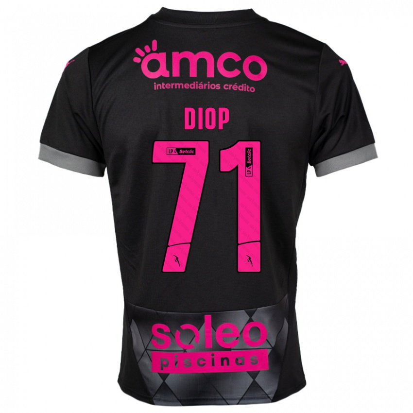 Niño Camiseta Mamadou Diop #71 Negro Rosa 2ª Equipación 2024/25 La Camisa Argentina