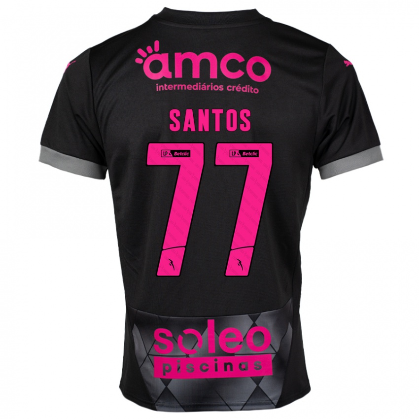 Niño Camiseta Edu Santos #77 Negro Rosa 2ª Equipación 2024/25 La Camisa Argentina