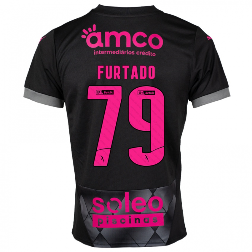 Niño Camiseta Rúben Furtado #79 Negro Rosa 2ª Equipación 2024/25 La Camisa Argentina